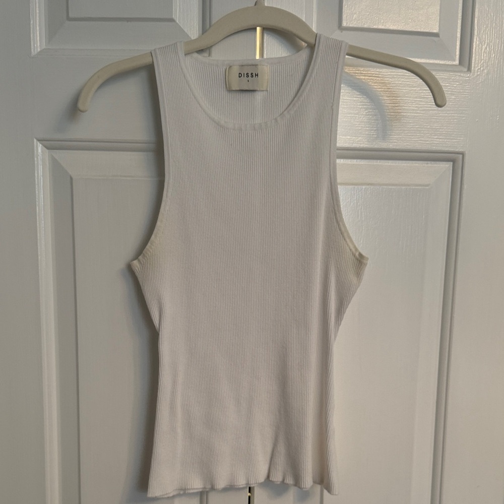 DISSH Women's Classic White Ribbed Tank Top